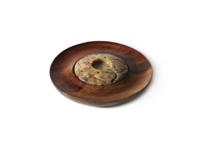 Incense Burner Wood Disk with Soapstone Insert